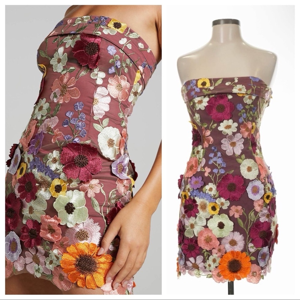 NWT Gigi & Ella 3D Floral Mini Dress Sz. 6 Garden Party Wedding Guest Date Night